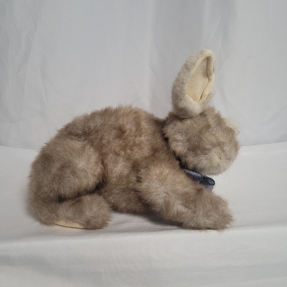 The Boyds Collection 12" Brown & Cream Fully Jointed Bunny Rabbit Blue Bow - Picture 3 of 11